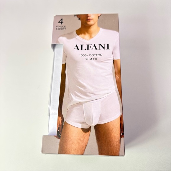 Alfani Other - **4 Pack Men’s Alfani White V-Neck Cotton T-Shirt Size Small 100%Cotton